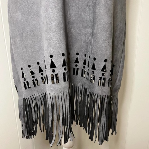 Gray Cache Faux Suede Western Detail Spaghetti Strap Dress - Picture 4 of 4